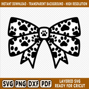 Geliebte SVG Png, Kokette Schleife Hund Mama Svg, Katzenliebhaber Svg Hunde Mama, Pfotenabdruck Coquette Svg Haustierliebhaber Sublimationsdesign für Hundemütter DIY Handwerk