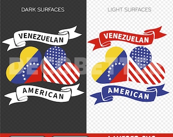 Venezuelan American Flag - PNG and SVG - Digital file - USA and Venezuela flag heart - Instant Download - Cricut and Silhouette Files