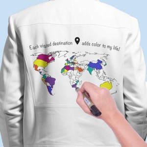 Mapa de viajes mundiales - SVG, PNG - Color de países personalizable - Archivo digital para Cricut, silueta, calcomanías y sublimación, descarga instantánea