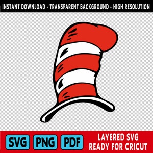 Dr Seuss Hat | Seuss Hat SVG | Cat in the Hat SVG | Dr Seuss Hat png | Cat in the Hat PNG | Thing 1 Thing 2 svg | Cat Seuss Hat svg | Cricut
