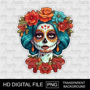 Catrina design png, catrina design to print,  mexican woman, day of the dead, dia de los muertos, sublimation or printing and cutting file