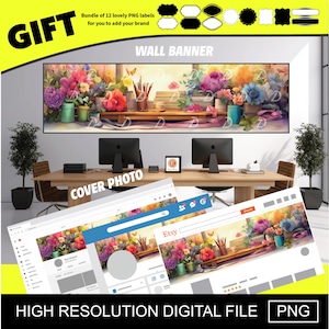 Etsy Shop Banner for Floral Crafts Shop, Big digital banner, Etsy Store Branding, Etsy Banner Design, Etsy banner template, Wall Banner