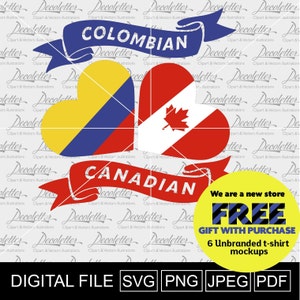 Canada Svg, Canada Colombia Flag, Colombia Flag, Canada Day Svg, Colombia Shirt, Patriotic Svg, Cut file, Svg Files For Cricut, Silhouette