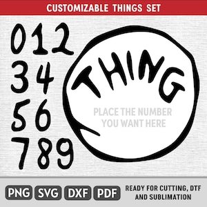 Thing 1 Thing 2 SVG PNG  | Customizable Things Set | Custom Thing 1 Thing 2 | Thing 1 svg png | Thing 2 svg png | Tshirt Thing 1 2 Files