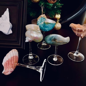 Set of 5 Conch Glass Set, Most Popular Beach Wedding Gifts, Conch Glasses, Beach Wine Glasses, Tall Cocktail Glasses, Bridesmaid Gifts