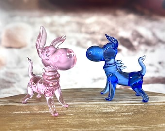 Kawaii Glass Dog Figurine, Mini Dog Miniature, Hand Blown Glass Cute Puppies, Glass Art Statues, Cute Desktop Ornament, Gift For Kids