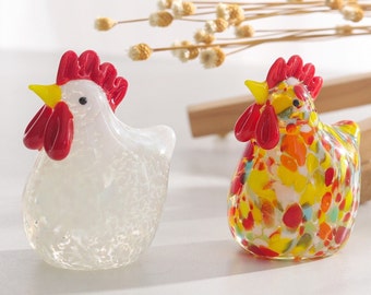 Kleines dekoratives Glas Küken, Glas Küken, mundgeblasenes Glas Huhn, Sammler Glas Vogel, Schreibtischdekoration, handgemachtes Ostergeschenk