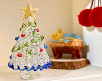 Glass Christmas Tree Sculpture, Murano Glass Plant, Simulated Christmas Tree Small Sculpture, Christmas Sculpture Decoration