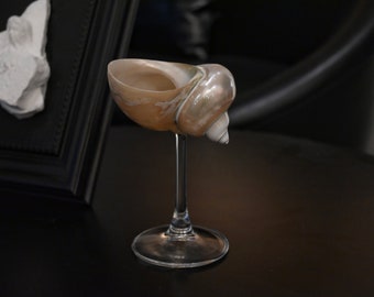 Verres à martini personnalisés en coquillage, gobelet en forme de coquillage fait main, verre coquillage bouclé, cadeau de demoiselle d'honneur de mariage de plage moderne
