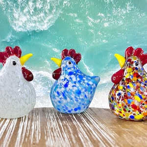 Glass Hen, Hen Statue, Glass Animals, Murano Hen Statue, Hand Blown Glass Hen, Glass Hen Ornament, Home Decor