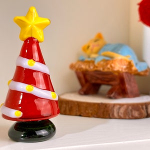 Glass Christmas Trees, Handmade Stained Glass Figurines, Handmade Illuminated Glass Miniature Christmas Trees, Collectible Christmas Trees C