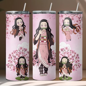 Anime 20oz Sublimation Tumbler Wrap, Slayer Anime Straight Tumbler Design PNG, Pink Tumbler Sublimation Wrap PNG, Instant Download #DS20