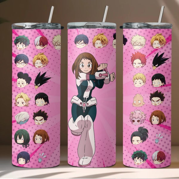 My Hero Anime 20oz Tumbler Wrap, Anime Tumbler Wrap PNG, Gravity Hero Tumbler Wrap, Pink Kawaii Anime Tumbler Wrap, Instant Download #MHA20