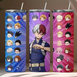 My Hero Anime 20oz Tumbler Wrap, Anime Tumbler Wrap PNG, Fire Ice Hero Tumbler Wrap, Kawaii Anime Head Tumbler Wrap, Instant Download #MHA20