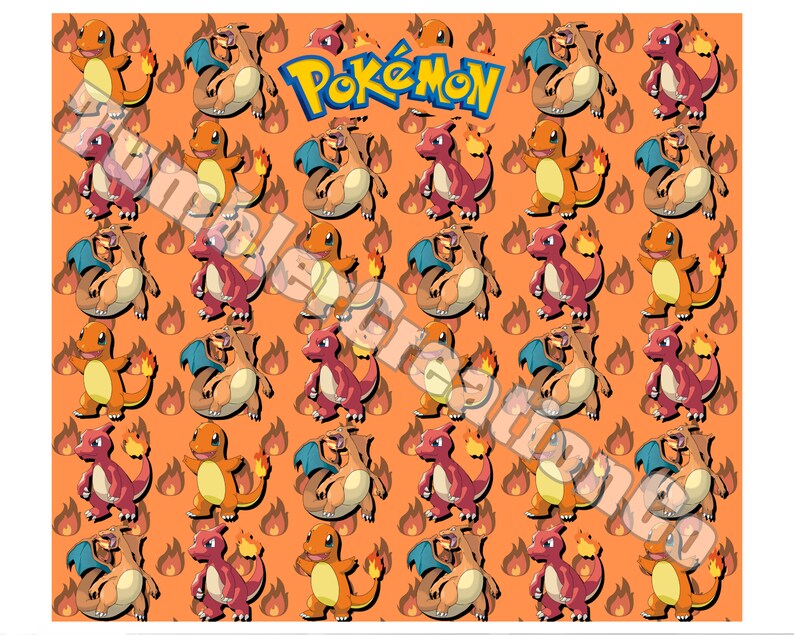Charmander Evolution 20oz Tumbler Wrap, Pokemon Sublimation Design (PNG ...