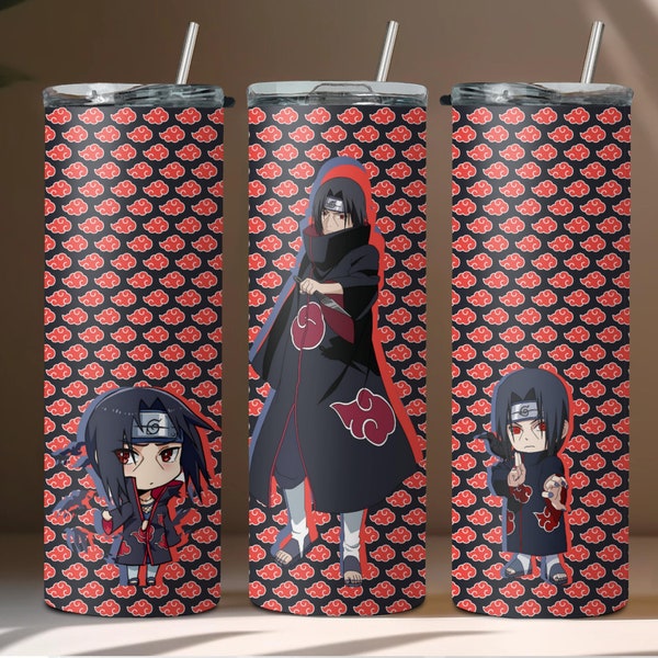 Anime 20oz Tumbler Wrap, Crow Ninja Anime Straight Skinny Tumbler Desing PNG, Red Cloud Tumbler Wrap Design PNG, Instant Download #NRT20