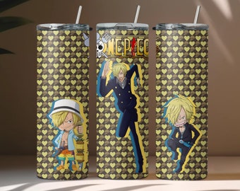 Pirate Anime 20oz Tumbler Wrap, Yellow PNG Design (Digital Download)