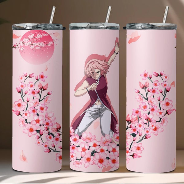 Sakura Anime 20oz Tumbler Wrap, Anime Straight Skinny Tumbler Desing PNG, Pink Sublimation Wrap Design PNG, Instant Download #NRT20