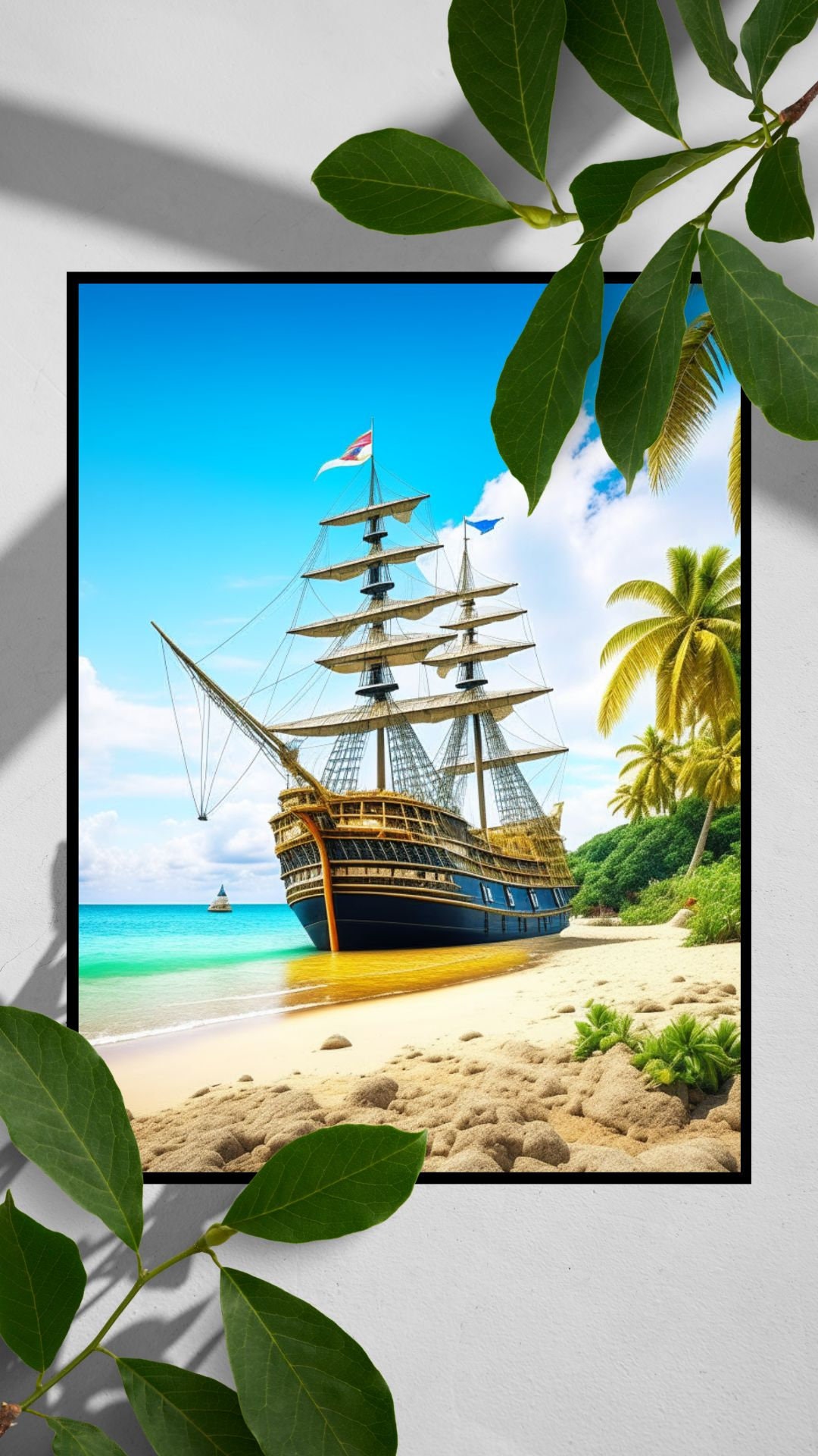 Pirate Ship Beached on a Tropical Island - Etsy