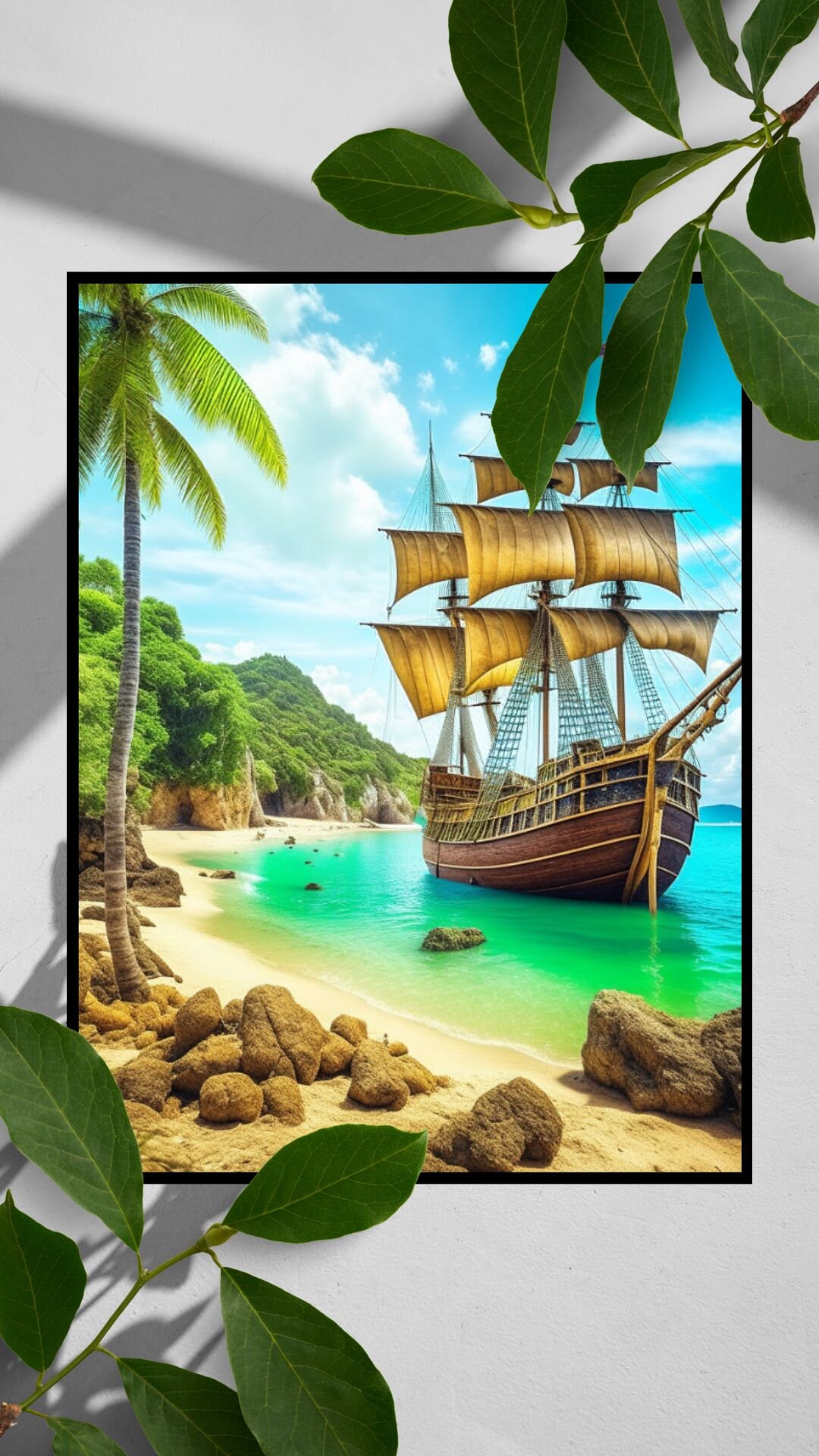 Pirate Ship Beached on Tropical Island - Etsy