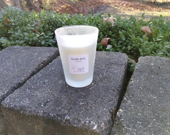 Vanilla Bean Scented Natural Soy Wax Candle in a Vintage Container 8 oz.
