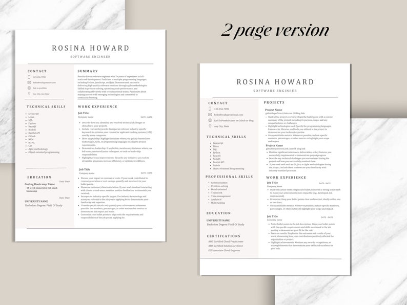 ATS Friendly Resume Template, Cover Letter and Reference, Clean ...