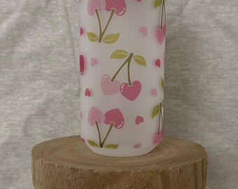 Cute cherry glass can tumbler