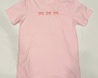 Embroidered Pink Bow T-Shirt