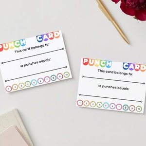 パンチカード リワード カード デジタル ダウンロード 印刷可能、リワード システム、子供のアクティビティ、パンチカード教室、教室でのアクティビティ