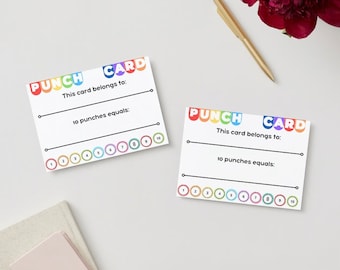 Punch Card Reward Card Digital Download Printable, Rewards system, kid’s activities, punch card classroom, classroom activities