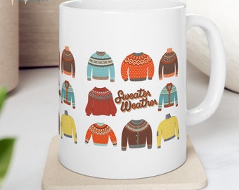 Sweater Weather Mug, Rustic Mug, Pumpkin Coffee Mug, Cottagecore Mug, Thanksgiving Mug, Aesthetic Mug, Hot Cocoa Mug, Fall Coffee Mug