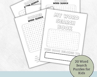 25 Printable Word Search Pages for Kids, Instant Digital Download, Word ...
