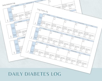 Daily Diabetes Log | Printable Diabetic Tracker | Diabetes Management | Blood Sugar Level Tracker | Gestational Diabetes Tracking