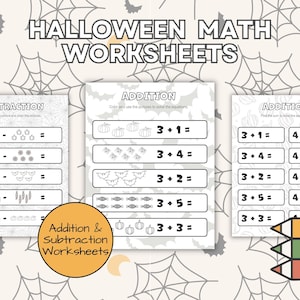 Halloween Math Worksheets: Addition & Subtraction (PDF Pattern)