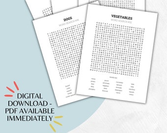Word Search Puzzles: Volume 1 - 40 Printable Games (Digital Download)