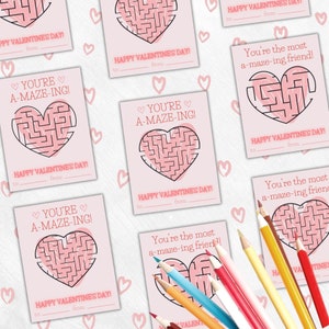 Printable Kids Valentine Maze | Heart-Shaped Maze Valentine&#39;s Day Card for Kids | Fun & Easy Valentine&#39;s Day Activity | Instant Download