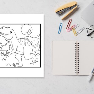 Libro para colorear de dinosaurios digitales para niños / Páginas para colorear de dinosaurios imprimibles / Actividades divertidas de dinosaurios / Descarga instantánea