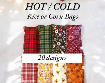 Soothing Rice or Corn Filled Therapy Bag - Microwavable Heat Pack for Relaxation and Pain Relief -  Stress Relief and Aromatherapy Christmas
