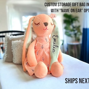Personalized Plush Bunny Doll: Long Ear Cuddly Babyshower Gift