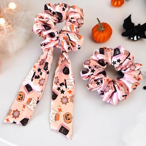 Satin Halloween Scrunchie: Silky Fall Hair Tie
