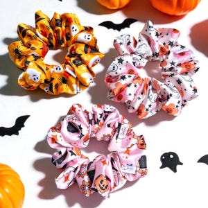 Satin Halloween Scrunchie: Silky Fall Hair Tie