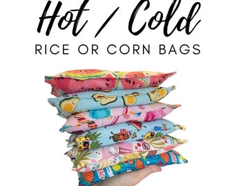Soothing Rice or Corn Filled Therapy Bag - Microwavable Heat Pack for Relaxation and Pain Relief - Handmade Stress Relief and Aromatherapy