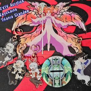 Final Fantasy XIV 3" Acrylic Keychains & 5" Titania B Grade Standee