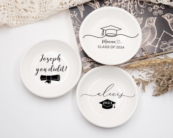 Graduation Gifts,Custom Graduation Ring Dish,Graduation Jewelry Dish,Ring Holder for Students,Class of 2024,Masters Degree Gift,Trinket Dish