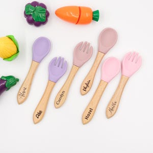 Custom Baby Cutlery Set, Toddler Gifts, Silicone Utensil, Silicone Baby Spoon and Fork Set, Baby Shower Gift, Newborn Gifts,Birthday Gifts