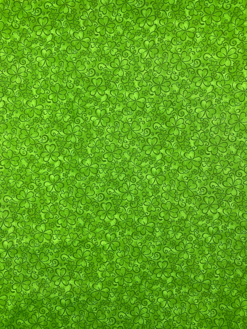 St. Patrick's Plaid Fabric Shamrocks on Green 100 percent Cotton Fabric Gingham Clover on White Fabric Cotton by Yard Green Lucky Pup Paw