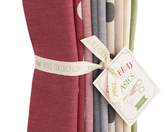 Tilda- TIL300221 Seasonal Chambray FQB 9 Fat Quarters Bundle Winter Hues 100% Premium Cotton Fabric Bundle Quilting Bundle Fat Quarter