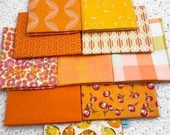 Color Master 10 Half Yards Bundle Fabric Art Gallery Tangerine Summer Edition 100% Premium Cotton Fabric Bundle Quilting Half Yard Fabric