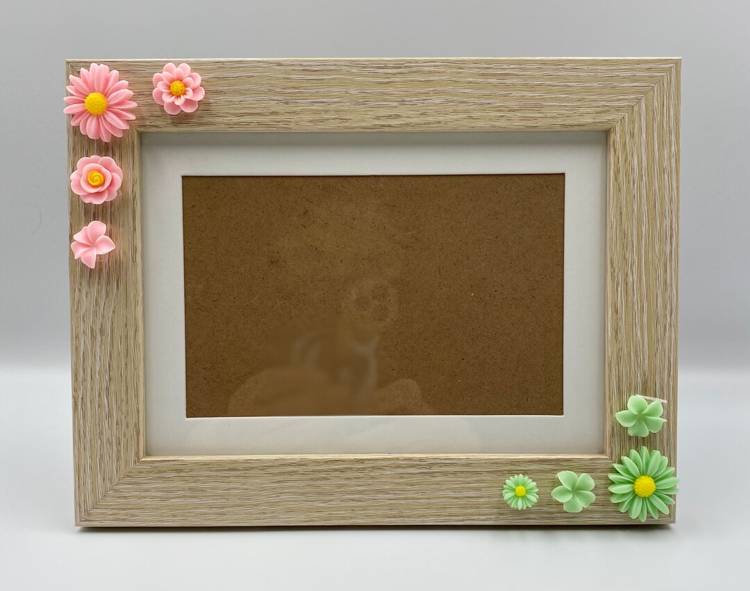 5x7 Belmont Wood Frame With Resin Flowers Gift Picture Frame Etsy