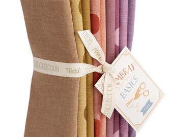 Tilda- TIL300220 Seasonal Chambray FQB 9 Fat Quarters Bundle Autumn Hues 100% Premium Cotton Fabric Bundle Quilting Bundle Fat Quarter